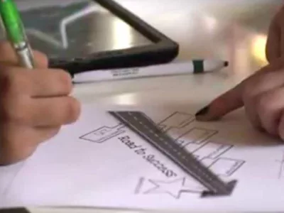 Photo of Road to Success chart with student and teacher hands implying explanation
