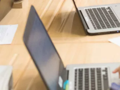 Photo closeup of two laptops
